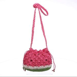 Cappelli Watermelon Straw Drawstring Purse